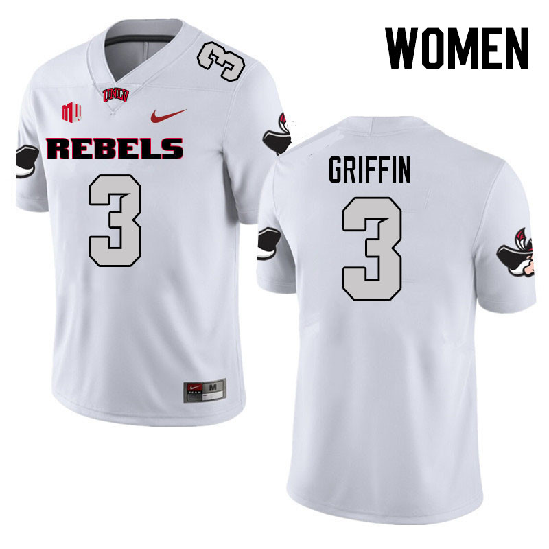 Women #3 Zyell Griffin UNLV Rebels College Football Jerseys Stitched Sale-White